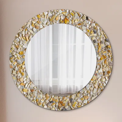 Produktbild von Runder Spiegel mit Modernem Aufdruck - Dekospiegel Wandmontage -terrazzo Muster- Ø60cm