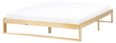 Produktbild von BELIANI Bett Hellbraun Kiefernholz mit Lattenrost 160x200 cm ohne Kopfteil ohne Fußteil Schlicht Skandi Design Schlafzimmer Holzbett Doppelbett
