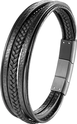 Produktbild von Karisma Männer Mehrreihiges Lederarmband Echtleder Länge 21cm BLQ260 - Black
