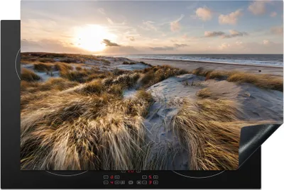 Produktbild von KitchenYeah© Herdabdeckplatte Strand - Meer - Scheveningen - Niederlande , 81x52cm, Küche Deko, Glaskeramikkochfeld Herdabdeckung, Abdeckplatte fùr Kochfeld