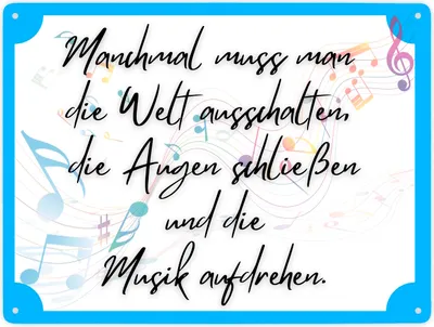 Produktbild von Musik an - Welt aus Metallschild XXL in 28x38 cm mit Spruch