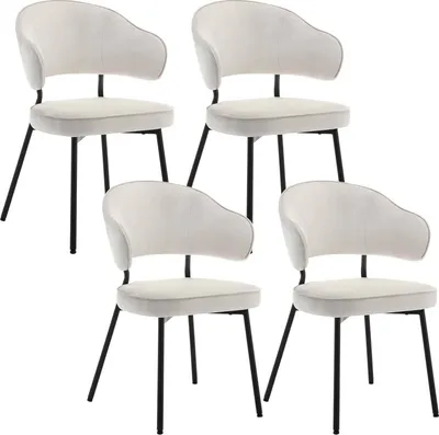 Produktbild von WOLTU 4er Set Esszimmerstühle, Polsterstuhl, Metallbeinen, Samt, creme