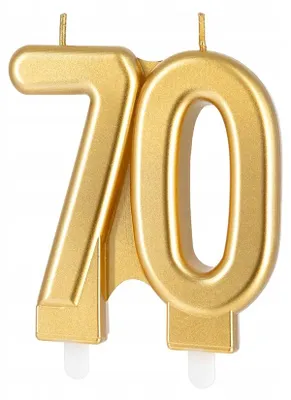 Produktbild von PartyPal Tortenkerze Gold Metallic Ziffer 70 Geburtstag