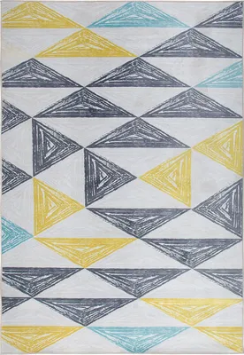 Obrázok produktu pre BELIANI Koberec viacfarebný polyesterový 160 x 230 cm obdĺžnikový s krátkym vlasom geometrický trojuholníkový vzor