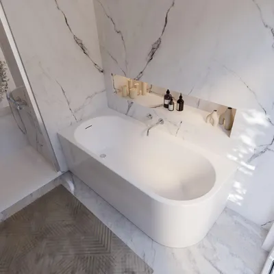 Produktbild von Schulte Badewanne 180x80 cm Links Komplettset mit vormontierter Schürze, Fußgestell und Ab- und Überlauf, Rechteckbadewanne Rio Canto weiß Acryl