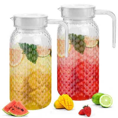 Produktbild von Wasserkaraffe Wasserkrug Trinkkaraffe - Kunststoff - 1000 ml - Transparent - 2 Stück