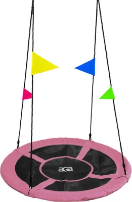 Immagine prodotto di Aga Altalena sospesa a cerchio 110 cm Rosa con bandiere