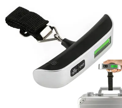 Produktbild von Digitaler Reise-Kofferwaage, Digitale Hängewaage, Tragbare Gepäckwaage bis 50 kg, LCD-Display, 4 Einheiten, Anti-Rutsch, Inkl. Batterie