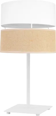 Immagine prodotto di Light-Home Juta Lampada da tavolo con paralume moderno - Lampada da comodino - Lampada da tavolo E27 - 1 lampadina GIA - Base bianca e iuta e bianco