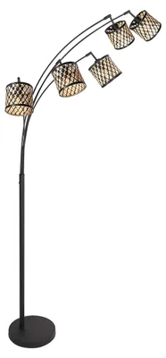 Zdjęcie produktu dla Lampa stojąca - naturalny czarny - Sumba - bambus metal - lampa łukowa - E14 - 4493ZW - Mexlite
