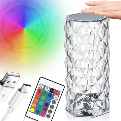 Produktbild von Křišťálová Lampa Třpytivý Diamant Daimond Svítící Led Noční Světlo Dotykové Růžové Rgb Dotykové Usb-C Dálkové Ovládání