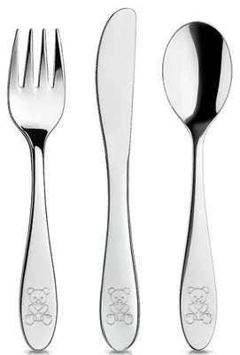 Produktbild von Kinderbesteck-Set aus Edelstahl, Bärenmotiv, 3-teilig