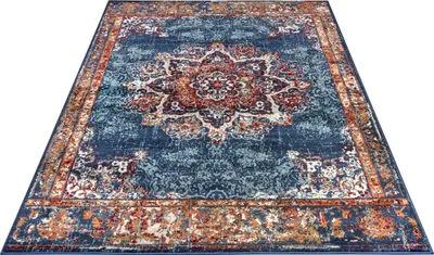 A rug is shown from a diagonal angle on a white background.
