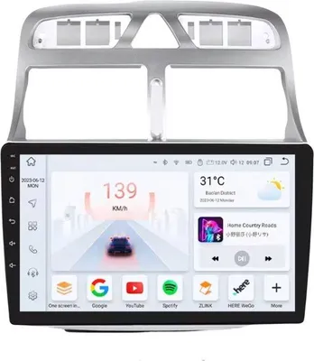 Immagine prodotto di Autoradio con Bluetooth, CarPlay, compatibile con Apple e Android, impianto stereo, navigatore, sistema di navigazione per Peugeot 307 / 307CC / 307SW (2002–2013)