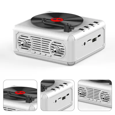 Produktbild von Bluetooth-Lautsprecher, tragbarer Lautsprecher, unterstützt die Verbindung mehrerer Geräte, 5 Stunden Akkulaufzeit, Surround-Sound, weiß