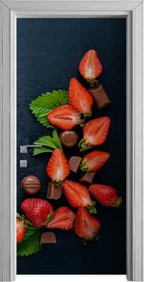 Produktbild von Tür Selbstklebende 90x210 cm Türfolie Türtapete Klebefolie - Erdbeeren und Schokolade