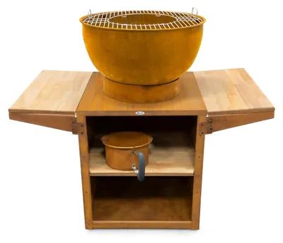 Produktbild von Außenküche aus Stahl mit Plancha und Grill – 120x120x100 cm – Holzkohlegrill