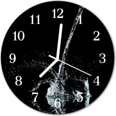 Produktbild von Glasuhr Wanduhr Küchenuhr Echt-Glas 30fi cm Wasser schwarz