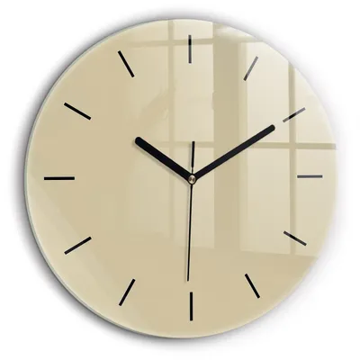 Produktbild von Wallfluent Große Wanduhr – Stilles Quarzuhrwerk - Uhr Dekoration Wohnzimmer Schlafzimmer Küche - Zifferblatt mit Striche - schwarze Zeiger - 60 cm - Beige
