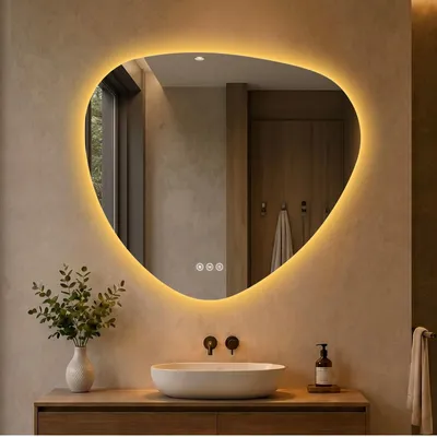 Immagine prodotto di S'AFIELINA Specchio Bagno LED 70 x 80 cm, Retroilluminato, Senza Cornice, 3 colori di luce, luminosità regolabile, antiappannamento e memoria.