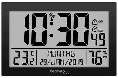 Produktbild von Technoline WS 8016, Digitaler Wecker, Rechteck, Schwarz, 12/24 h, °C, F, AA Mignon LR06