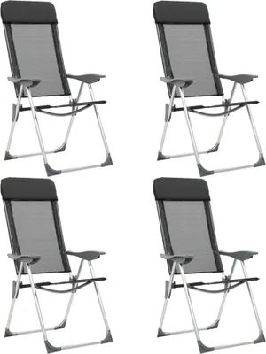 Zdjęcie produktu dla Składane krzesła turystyczne, 4 szt., czarne, aluminiowe
