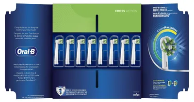 Produktbild von Oral B Cross Action Cleanmaximiser 8 PACK 8er Pack ErsatzbÃ1/4rstenköpfe