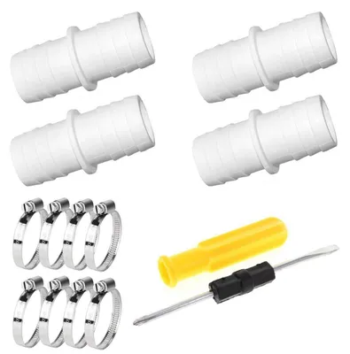 Immagine prodotto di Raccordi per tubi da 32 mm a 38 mm, confezione da 4 pezzi, con 8 fascette per tubi, in plastica bianca