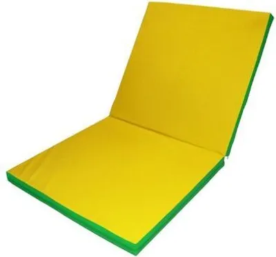 Image de Tapis d'entraînement Matelas de gymnastique Tapis de gymnastique 200x100x8 en deux parties vert/jaune