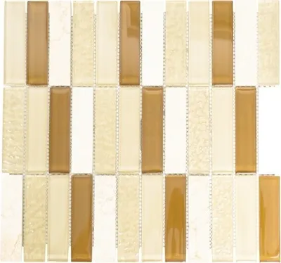 Produktbild von Glasmosaik mit Naturstein XCM MS836 30,4x32,2 cm braun/weiß/beige