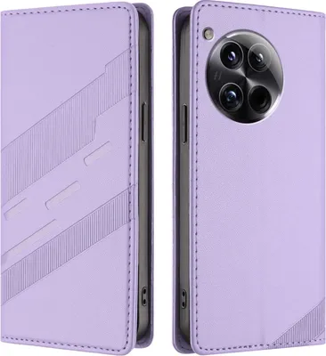 Image de Etui pour OnePlus 12, étui portefeuille en cuirPolyuréthaneavec fente pour cartes et fonction stand Violett