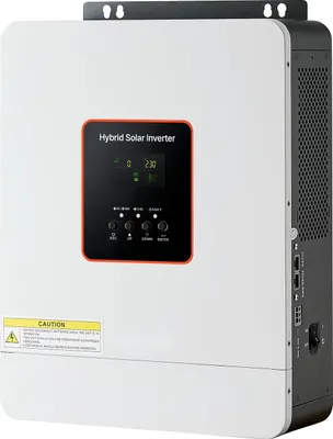 Obrázek produktu pro Solární hybridní střídač 3000 W – 24 V DC na 230 V AC – integrovaný solární regulátor nabíjení MPPT 80 A – kompatibilní s olověnými a lithiovými bateriemi – pro domácnosti, obytné vozy a ostrovní systémy