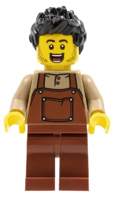 Obrázek produktu pro LEGO minifigurka, muž, černé vlasy s hřebeny, tmavě hnědá košile, načervenalá hnědá barva (hol260)