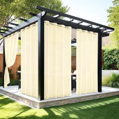 Produktbild von Transparente Wetterbeständige Außengardine mit Einschlagringen - Set aus 2, 132 x 275 cm
