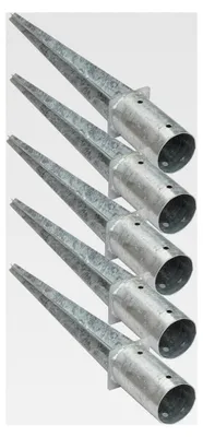 Produktbild von Einschlagbodenhülse Rund 80 mm – 5er Set – Feuerverzinkt – Einschlaghülse für Holzpfosten Ø 80 mm – Pfostenträger ohne Betonieren
