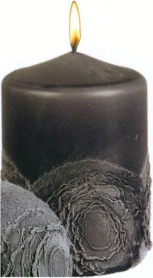 Produktbild von Stumpenkerze, Farbe Schwarz-Grau, aus Wachs, 10 cm Höhe, 7 cm Durchmesser