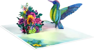 Produktbild von Pop-up-Geburtstagskarten für Frauen, Kolibri-Blumen-Geburtstagskarte für Frauen mit Notizkarte für Muttertag, Jahrestag, Valentinstag, Weihnachten