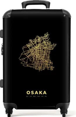 Produktbild von NoBoringSuitcases.com® Großer Koffer - Stadtplan - Osaka - Karte - Gold - Japan - Kombinationsschloss TSA - Hartschalen Trolley 4 Rollen - 72 liter - Reisekoffer - 66 cmKoffer Mittelgroß 67x43x25 cm, 72L,