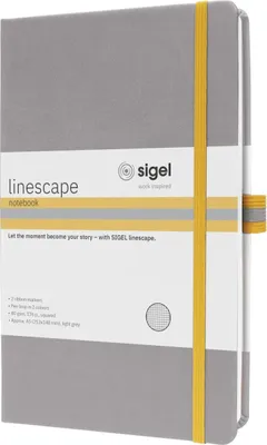 Produktbild von Notizbuch linescape A5 kariert 88 Blatt hellgrau/gelb Packung mit 2 Stück