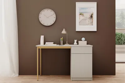 Zdjęcie produktu dla Biurko Nicole 120 Cm Z Szufladą Kaszmir Ze Złotymi Nóżkami