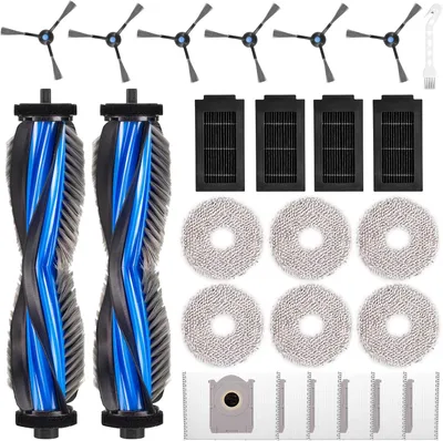 Produktbild von 25 Stück Zubehörset für ECOVACS DEEBOT T50 PRO Omni / T50 PRO Omni Gen2 / T50 Omni Saugroboter, Ersatzubehör 2 Hauptbürste 6 Wischpads 6 Staubbeutel 6 Seitenbürste 4 Filter 1 Reinigungsbürste