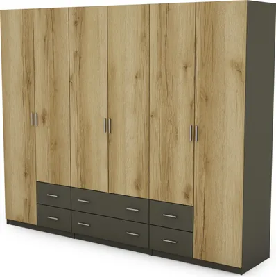 Produktbild von Meblast | Kleiderschrank 240/220 cm, Grafit/Grand Natural, Premium-Beschläge | Natürlich, Stabil
