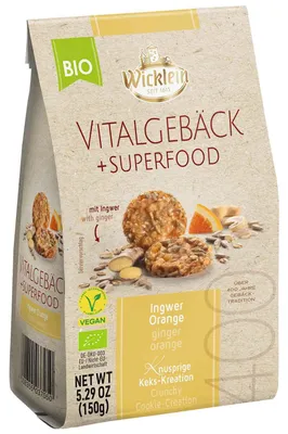 Produktbild von Wicklein Vitalgebäck + Superfood Ingwer Orange 150g