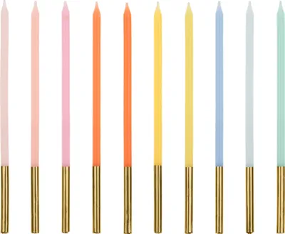 Produktbild von Geburtstagskerzen 14cm glatt 10er Set Farbmix Pastell / Gold