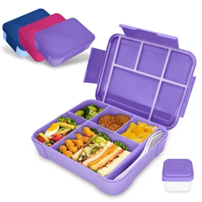 Produktbild von Lunchbox für Kinder mit Fächern, Bento-Box für Kinder, auslaufsichere Lunchbox für Kinder, Lunchbox für Mädchen und Jungen, Snackbox, perfekt für Schule, Kindergarten und Ausflüge
