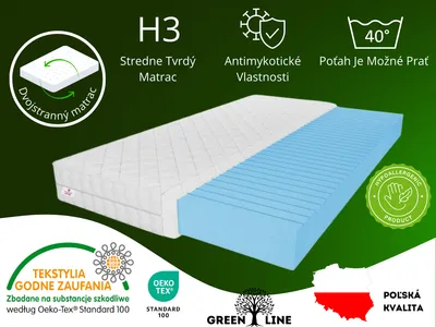 Obrázok produktu pre Penový matrac Olivia s masážnou vrstvou, 90x200 cm, výška penového matraca cca 10 cm, stupeň tvrdosti H3, farba: biela, vysoko elastická pena vrátane poťahu