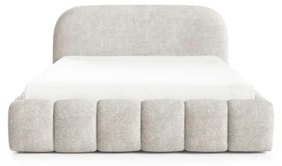 Produktbild von Polsterbett BELLURE mit Bettkasten, Bett 180x200, Doppelbett mit Stauraum und Lattenrost, Boxspringbett-Optik, ohne Matratze, Schlafzimmer - Creme