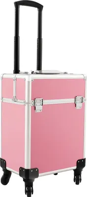Immagine prodotto di Valigetta cosmetica - Trolley con rotelle - Chiusura con chiave - Lega di alluminio e ABS - Volume 36-55 l - Fodera in cotone - Rosa