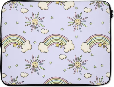 Produktbild von MuchoWow® Laptop Hülle 17 Zoll Laptoptasche Mädchen - Regenbogen - Sonne - Muster - Mädchen - Kinder - Kinder - Kind - Zipper - Schutzabdeckung