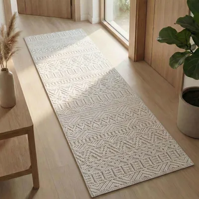 Produktbild von Carpetsale24 Teppich Wohnzimmer Bouclé Schlingenflor Skandi Stil Vintage Design Robust Superweich für Schlafzimmer, Grösse: 80x250 cm